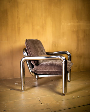 Hkliving chrome lounge fauteuil - velvet brown