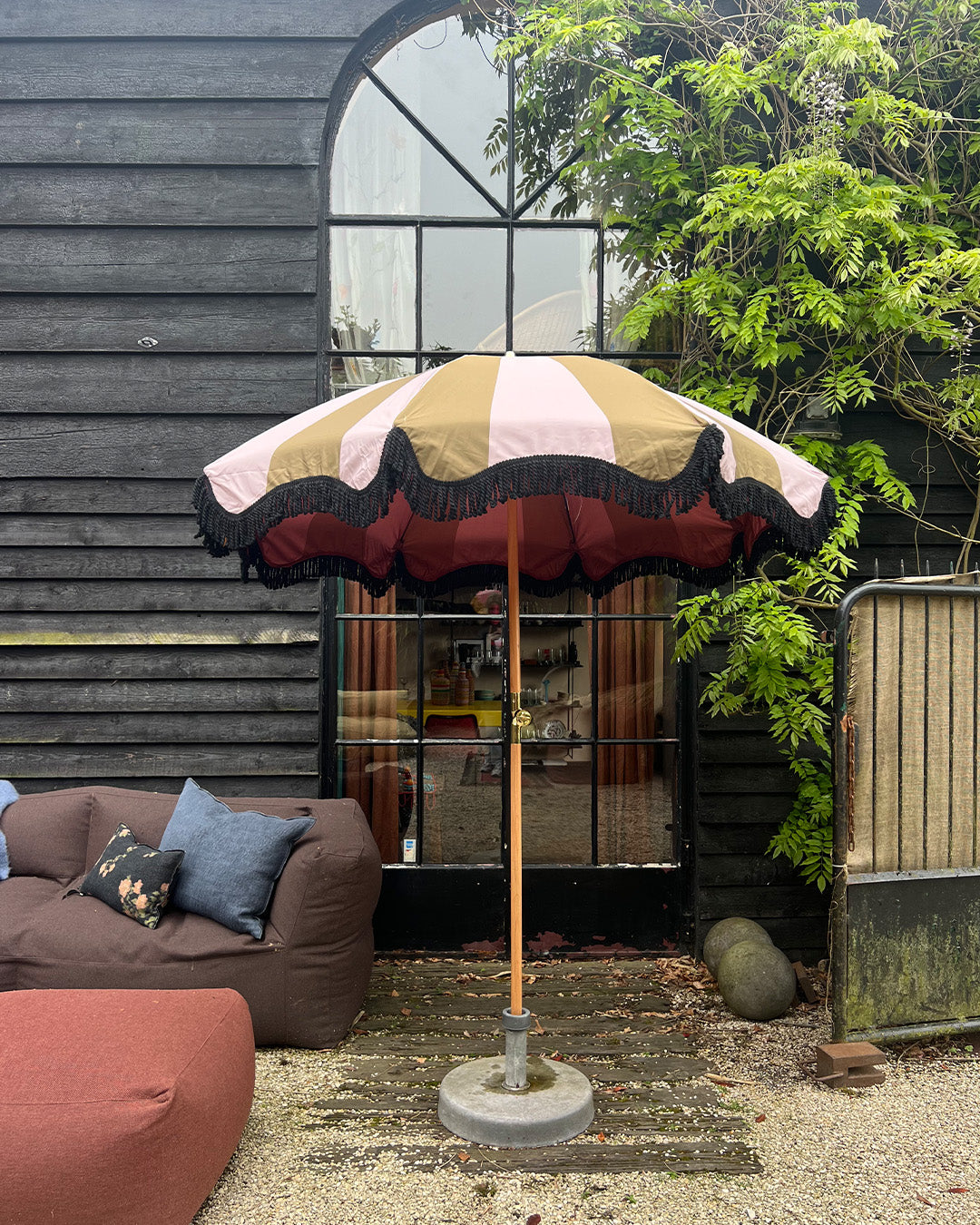 Classic beach parasol nude/mosterd