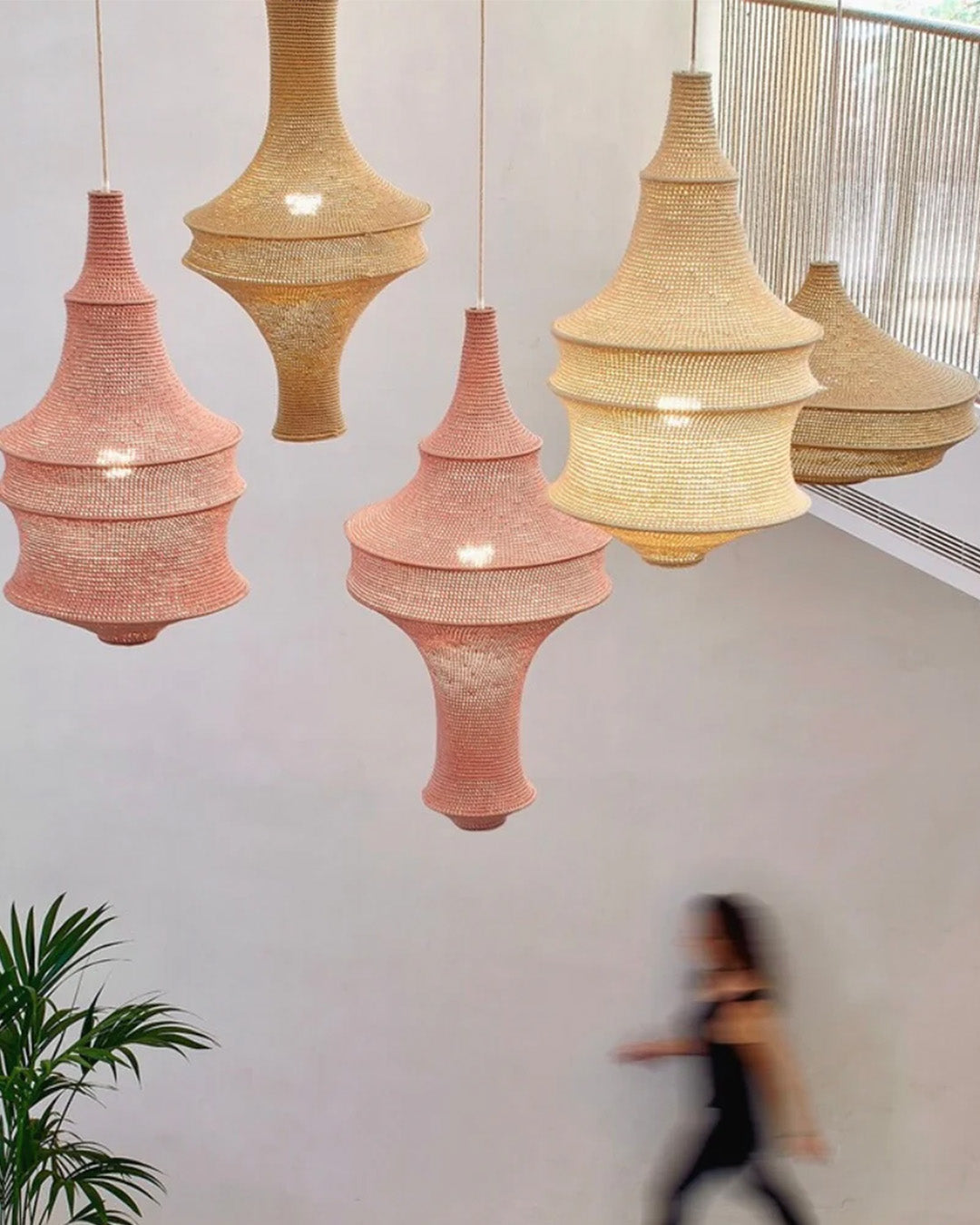 Joosh Crochet Pendant Lamp - Small licht roze