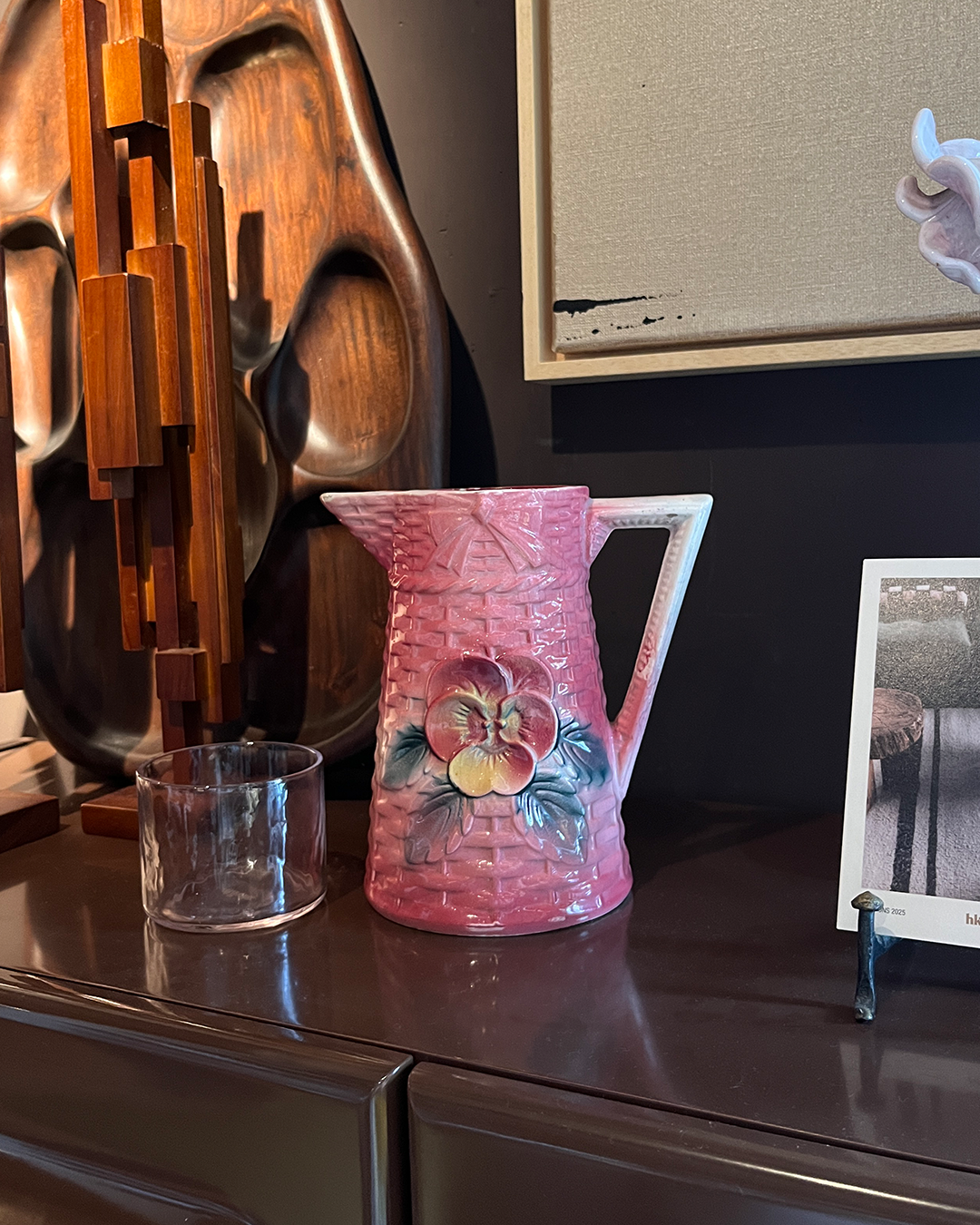 Ceramic carafe with elegant flower