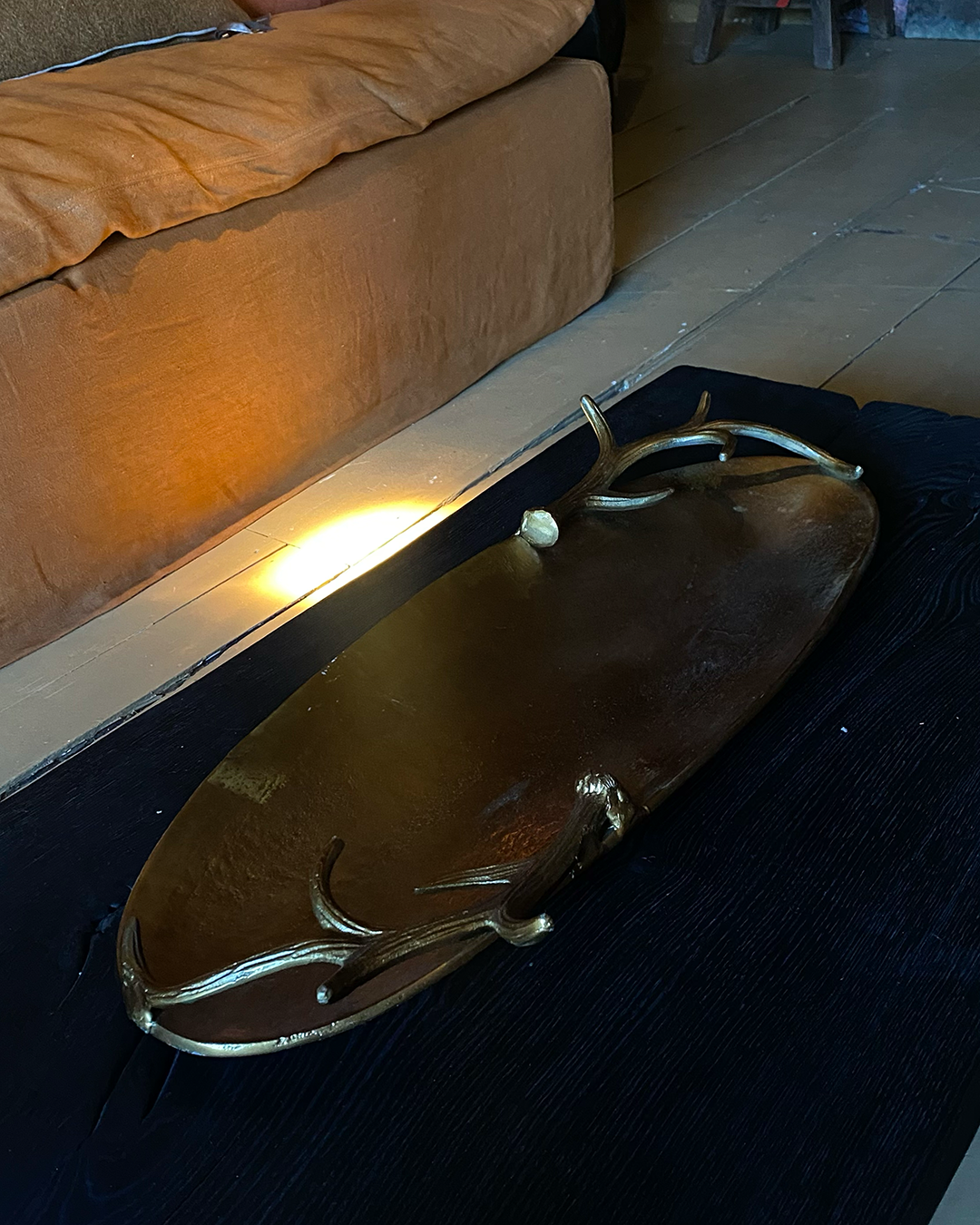 Deer antler gold metal bowl