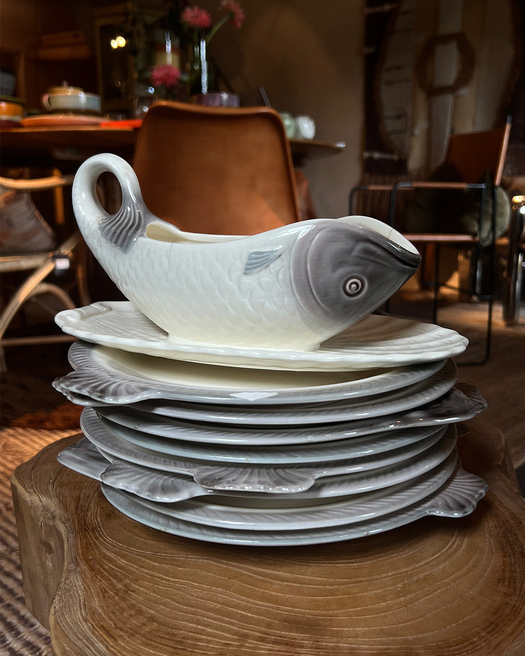 Antique fish dinnerware set